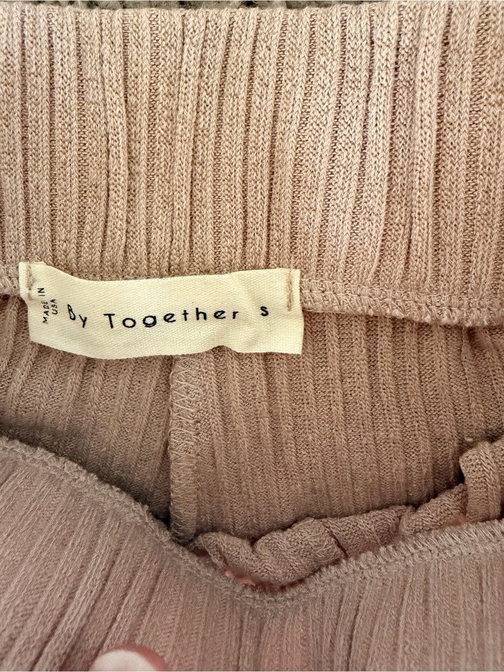 NWOT Beige Ribbed Two-Piece Set - Picture 2 of 4